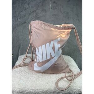 Nike Drawstring Bag Gym Sack Pink Large Swoosh Logo Sport Travel